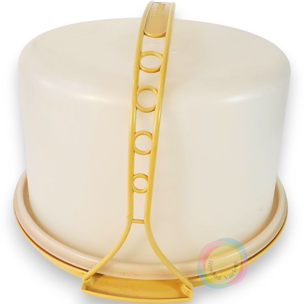 Vintage Tupperware Round Cake Carrier Harvest Yellow 12" - Picture 3 of 16